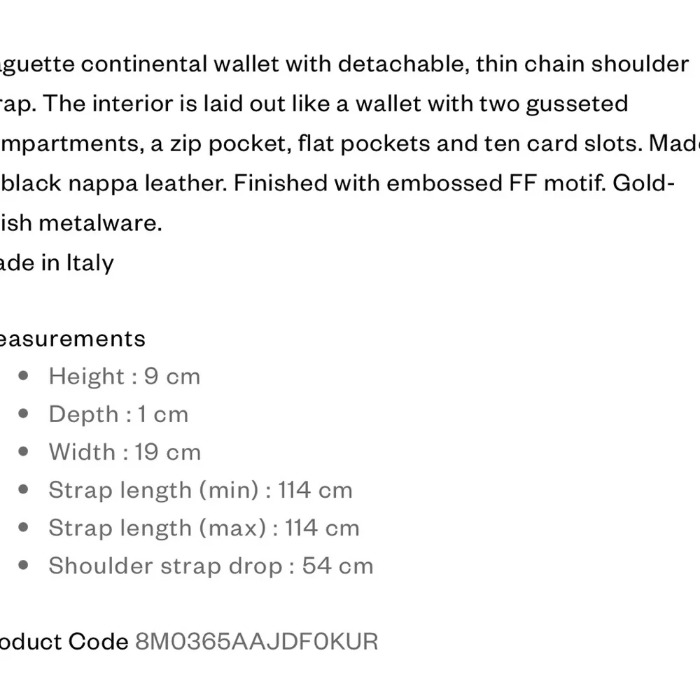 New Fendi baguette, Continental wallet with chain - Picture 7 of 7